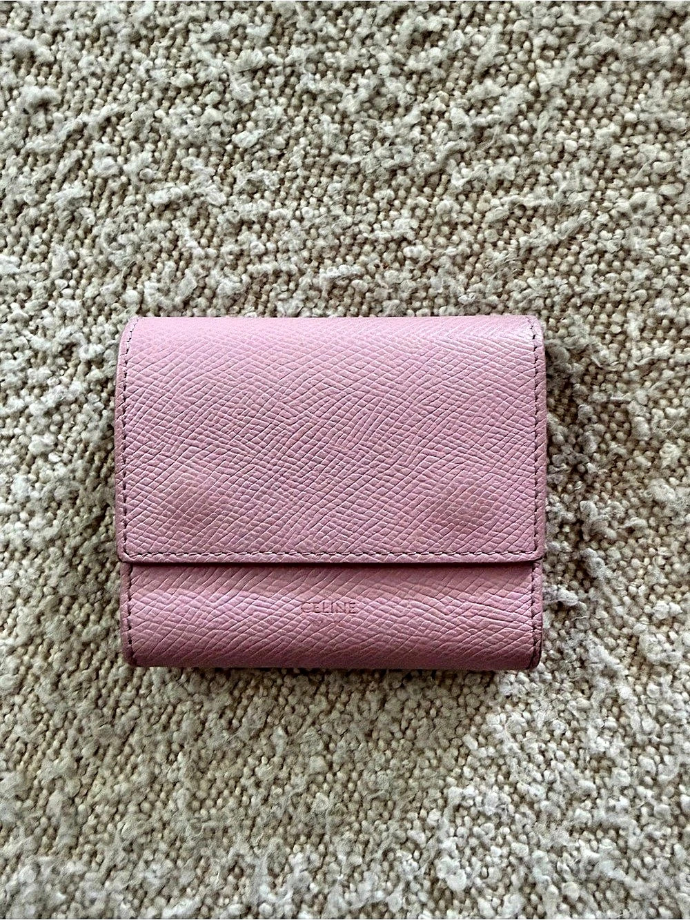Pink Leather-Texture Wallet Celine